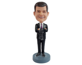 Custom Bobblehead Important businessman wearing nice suit with arms folded - Car - £71.05 GBP