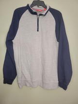 Men&#39;s IZOD Gray Blue 1/4 Zipper Pullover Sweater Large - £13.92 GBP