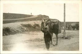 Vtg Postcard RPPC Carte Postale - Child Leading Packed Camel 1940s - £5.65 GBP