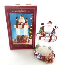 St Nicholas Square Handpainted Christmas Treat Candy Jar Canister Santa ... - $39.47