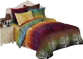 Swanson Beddings Rainbow Tree 3pc Duvet Bedding Set: Duvet Cover and Two, King - £79.87 GBP