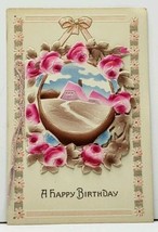 Beautiful Diecut Embossed Fold Out Strung Birthday Greeting Postcard I5 - £5.49 GBP