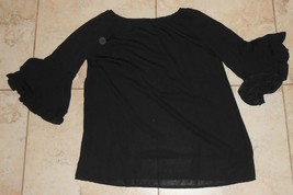 Black Style Top, Slightly Sheer, 3/4&quot; flair sleeves size Medium new - $5.99