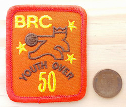 Vtg BRC Youth Over 50 Patch-Brunswick Bowling-Crown-Orange-Rare-80&#39;s-Indoor Sprt - £3.91 GBP