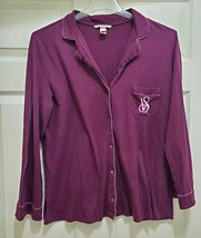 Victoria&#39;s Secret Womens Xl Purple Long Sveeve Sleepwear Shirt Top  - £19.65 GBP