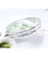 Sterling Silver Double Row Banded Omega Bracelet 7.25&quot; - €60,35 EUR