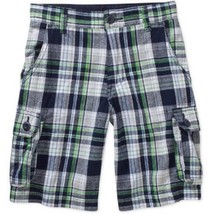 Faded Glory Boys Plaid Cargo Shorts Green Black White Gray Sizes 4 or 6 NWT - $11.19