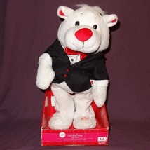 Plush Dancing Bear Plays &quot;Cant Get Enough Of You Baby&quot; White Suit 12&quot; Valentine - £23.46 GBP