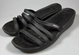 Crocs Rhonda Black Wedge Slide Slip On Sandals Womens W 11 - £15.56 GBP