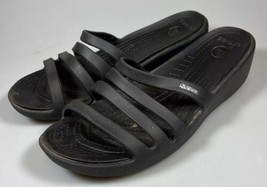 Crocs Rhonda Black Wedge Slide Slip On Sandals Womens W 11 - £14.80 GBP