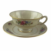 Lenox Cup &amp; Saucer Rose Fine China Ivory Dresden Footed Floral USA Retir... - $11.26