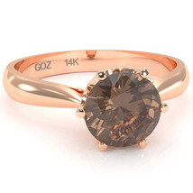 Crown Setting Smoky Quartz Engagement Ring In 14k Rose Gold - £358.91 GBP