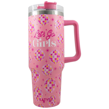 Let&#39;s Go Girls Pink Disco Ball 40 Oz Insulated Stainless Steel Tumbler Handle - £30.07 GBP