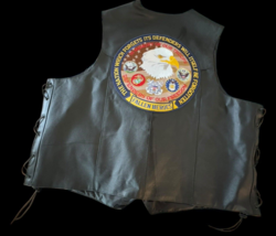 Fallen Heroes Allstate Leather Vest 4XL Biker Military Patch Eagle USA P... - $60.00