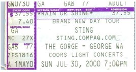 Sting Concerto Ticket Stub Luglio 30 2000 George Washington The Gorge - $39.59