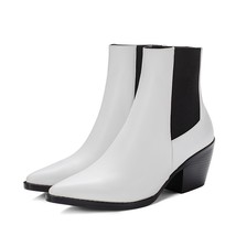 Plus Size 34-43 Slip-On Retro Black Booties Woman Winter Autumn Western Boots Wo - £84.40 GBP