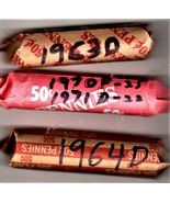 Lincoln Pennies - Lot of 3 coin rolls 1963D -40,1964D - 50,1970D -25,  - $20.50 CAD