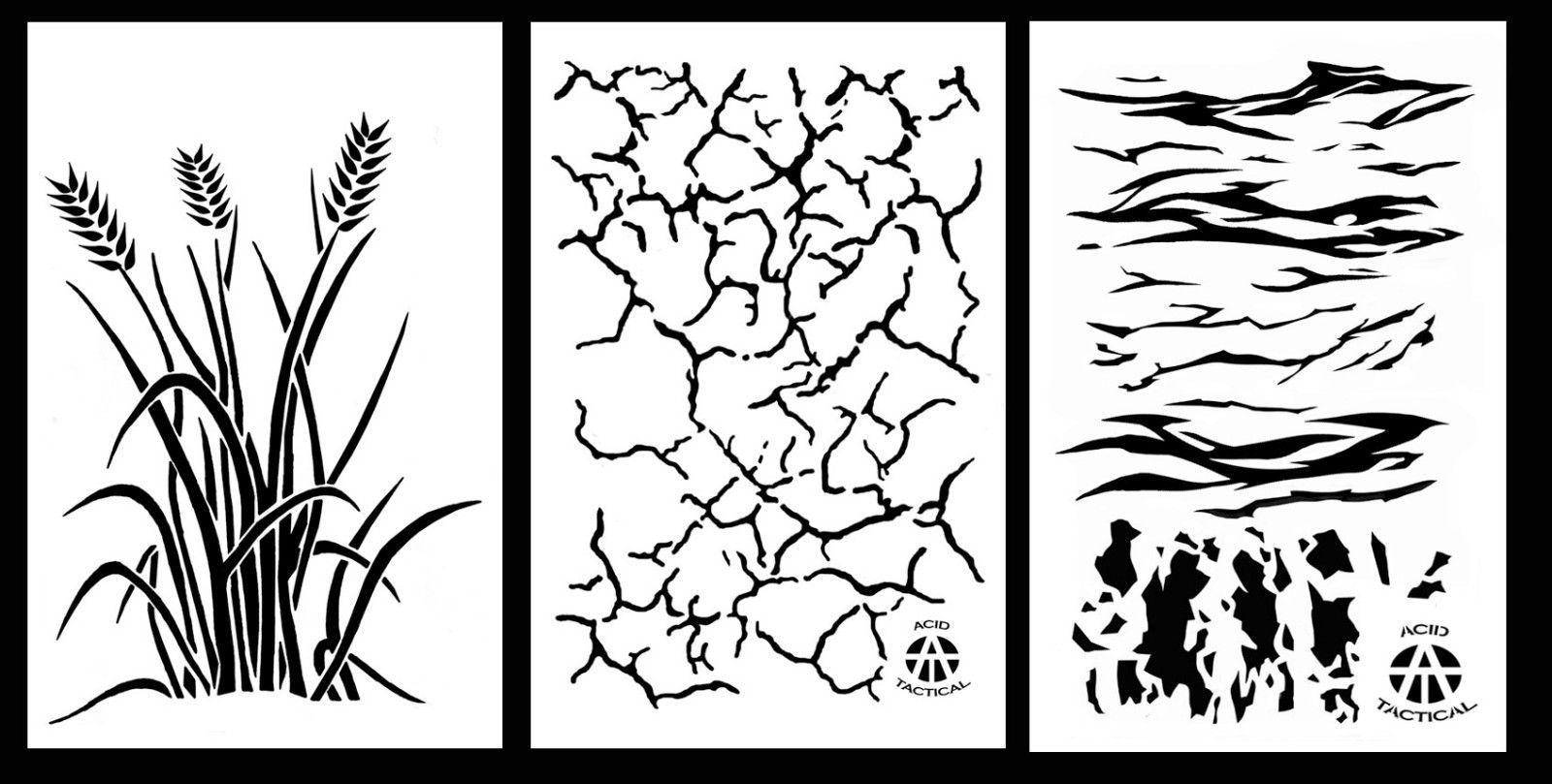 3PACK Camouflage Camo Paint Duck Boat Stencils 14&quot; -  Cracked Earth Whea... - $13.99