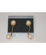 Liz Claiborne Gold Tone Faux Pearl Dangle Earrings - $43.56 CAD