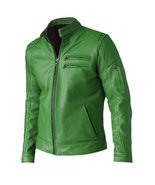 LE Regular Fit Part Wear Men Green Leather Jacket - $149.99