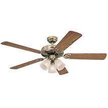 52 in. Vintage Antique Brass Brown Indoor Ceiling Fan - £138.43 GBP