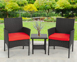 3 Pieces Outdoor Patio Furniture Set, Wicker Table And Chairs Set With C... - £134.45 GBP