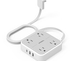 Flat Plug Power Strip, 5 Ft Ultra Thin Extension Cord With 3 Usb Wall Ch... - £33.80 GBP