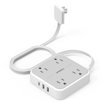 Flat Plug Power Strip, 5 Ft Ultra Thin Extension Cord With 3 Usb Wall Ch... - £34.23 GBP
