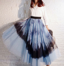 Dusty Blue Long Tulle Skirt Women Plus Size Fluffy Tulle Skirt image 1