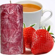 White Tea &amp; Strawberries Scented Palm Wax Pillar Candle Hand Poured - £19.66 GBP+