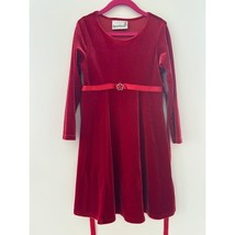 Girls Velvet Long Sleeve Red Dress With Flower Accent By Speechless Size 6X - $285.10 MXN