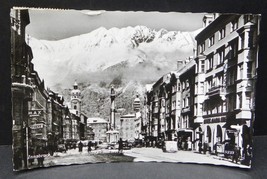 Innsbruck Austria B&amp;W RPPC  1967 cancelled stamp buildings vehicles - £1.10 GBP