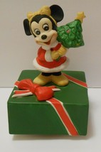 Disney Minnie Mouse Vtg Schmid Porcelain Christmas Music Box 6&quot; H - £27.90 GBP
