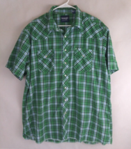 Vintage Wrangler Western Shirts Men&#39;s Green Pearl Snap Shirt Size 2XT - £19.06 GBP