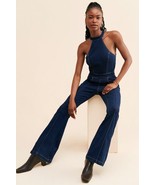 New Free People WE THE FREE Crvy Sydney Jumpsuit $168 SIZE 2 Blue - £62.57 GBP