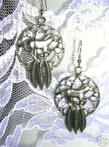 American Mustang Horse Dream Catcher Solid Pewter Pendant Size Pair Of Earrings - £15.97 GBP