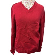 ❤️ Cherokee Red V-Neck Sweater XL 100% Cotton Classic Preppy Retro Knit - $23.74