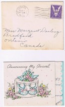 Birth Announcement Card 1943 With Envelope Harry Potter Harris - $57.59 MXN