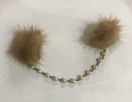 Vintage rare mid century jewelry mink fur pearls sweater dress clips! - £59.81 GBP