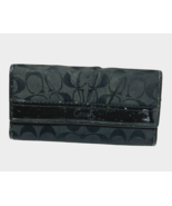 Coach Soho Pleated Patent Leather Checkbook Trifold Wallet Black - $63.66 CAD