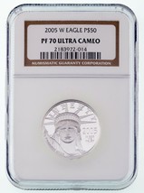 2005-W .9995 Platinum Statue of Liberty 1/2 Oz. Bullion Coin NGC PF70 UCam - £867.42 GBP