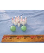 Bowling Pins &amp; Ball Set , cake topper, tiny toy miniature Vintage, marbles - $10.00