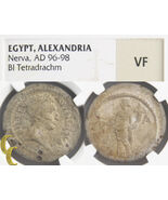 96-98 Nerva Billon Tetradrachm (VF NGC) Roman Egypt Alexandria Dikaiosyn... - $10,069.42 MXN