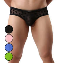 Men&#39;s Nylon Mesh Briefs with Velvet Flocking - Comfortable Mid-Rise Fit with Ful - £6.31 GBP