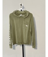 Pink Women Hoodie Medium Green Check Logo Victoria&#39;s Secret Pullover - $14.50