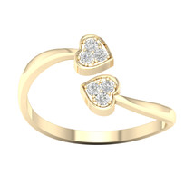 10K Yellow Gold 1/20ct TDW Diamond Composite Hearts Ring - £152.34 GBP