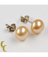 Sterling Silver Pearlescent Yellow Bead Stud Earrings w/ Butterfly Backs - $1,475.09 MXN