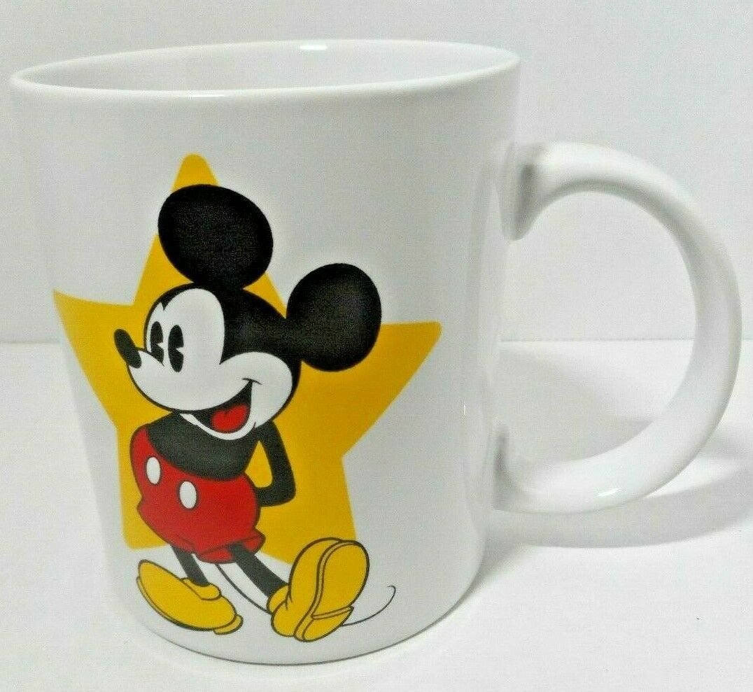 Primary image for Mickey Mouse Mug Jerry Leigh 2-sided Image Yellow Star Park Mug Walt Disney