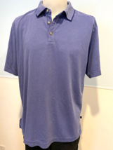 Tommy Bahama Navy and Blue Striped Short Sleeve Polo Shirt Size L - £9.70 GBP