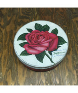 Vintage empty round tin with rose lid happiness by star roses Mrs.Steven&#39;s - $19.75